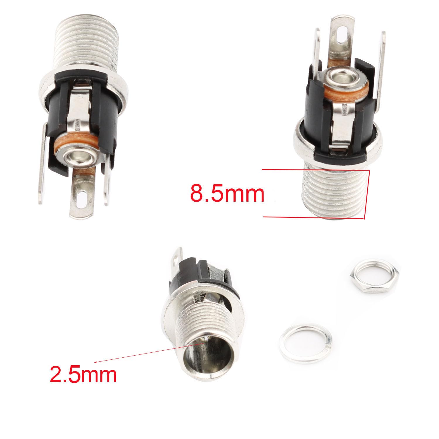 RUNCCI-YUN DC 5.5mm x 2.5mm Connecteur Alimentation 12V kit,2pcs Panneau Monture Connecteur+2PCS Connecteur Plug DC 12v onnecteur Alimentation À Souder+2PCS Capuchon en Caoutchouc