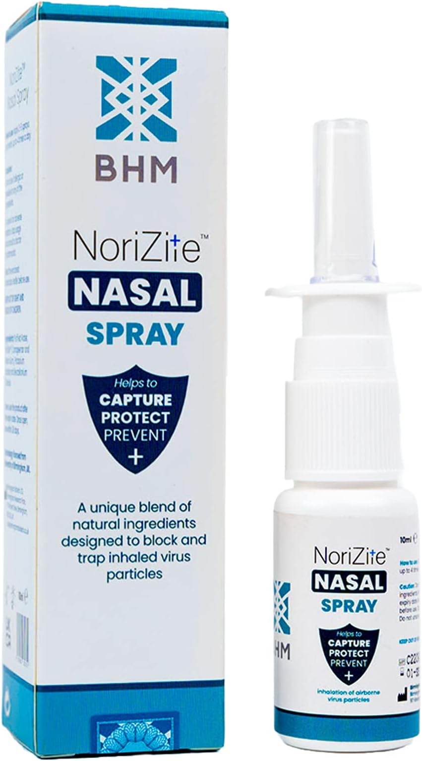 – BHM NoriZite Nasal Spray – New Long-Lasting Natural Barrier Designed to Help for Virus Protection, Cold & Flu Blocker, Allergy & Hayfever Prevention | Scientifically Proven 6+ Hrs Protection (10m)