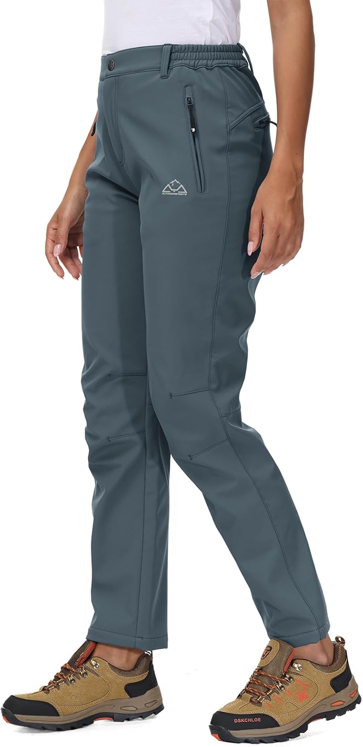 YSENTO Women's Fleece Lined Pants Winter Snow Ski Waterproof Insulated Softshell Hiking Mountain Pants - Image 2