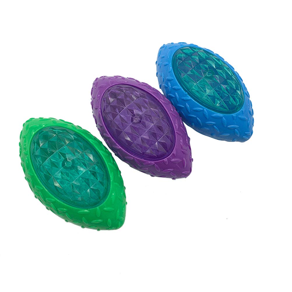 YARNOW 3 Stück Hunde Spielzeug Mit Rugby-Design Für Haustiere Elastisch Und Leicht Zu Reinigen Glitzerndes Schnüffelspielzeug Für Hunde Violett Grün Blau