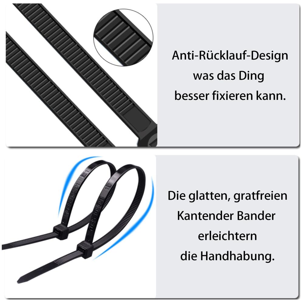 Kabelbinder 100 Stück 0.9*40cm Weiß Selbsthemmend Kabelbinder Große Nylon Selbstsichernder Multifunktionaler Cable Zip Ties Kabel KlettbandCable straps für Kabelmanagement Gartenarbeit Wohnen