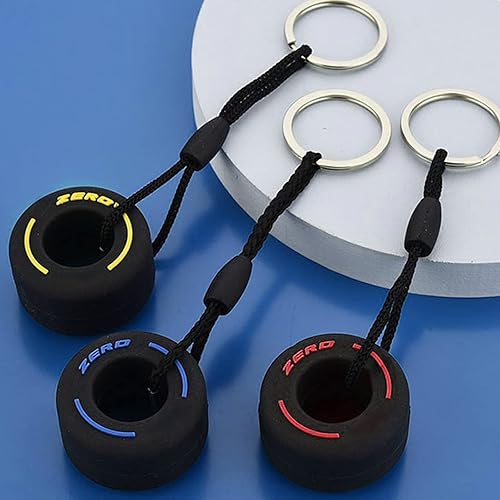 Miniatura 4 de kingsea Llavero de neumático de carreras, llavero de neumático, anillo de rueda mini lindo llavero, goma