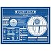 Inked and Screened SP_SYFI_Deathstar_BG_24_W Sci-Fi and Fantasy Wars Death Star Infographic Print, Blue Grid-White Ink, 18" x 24",
