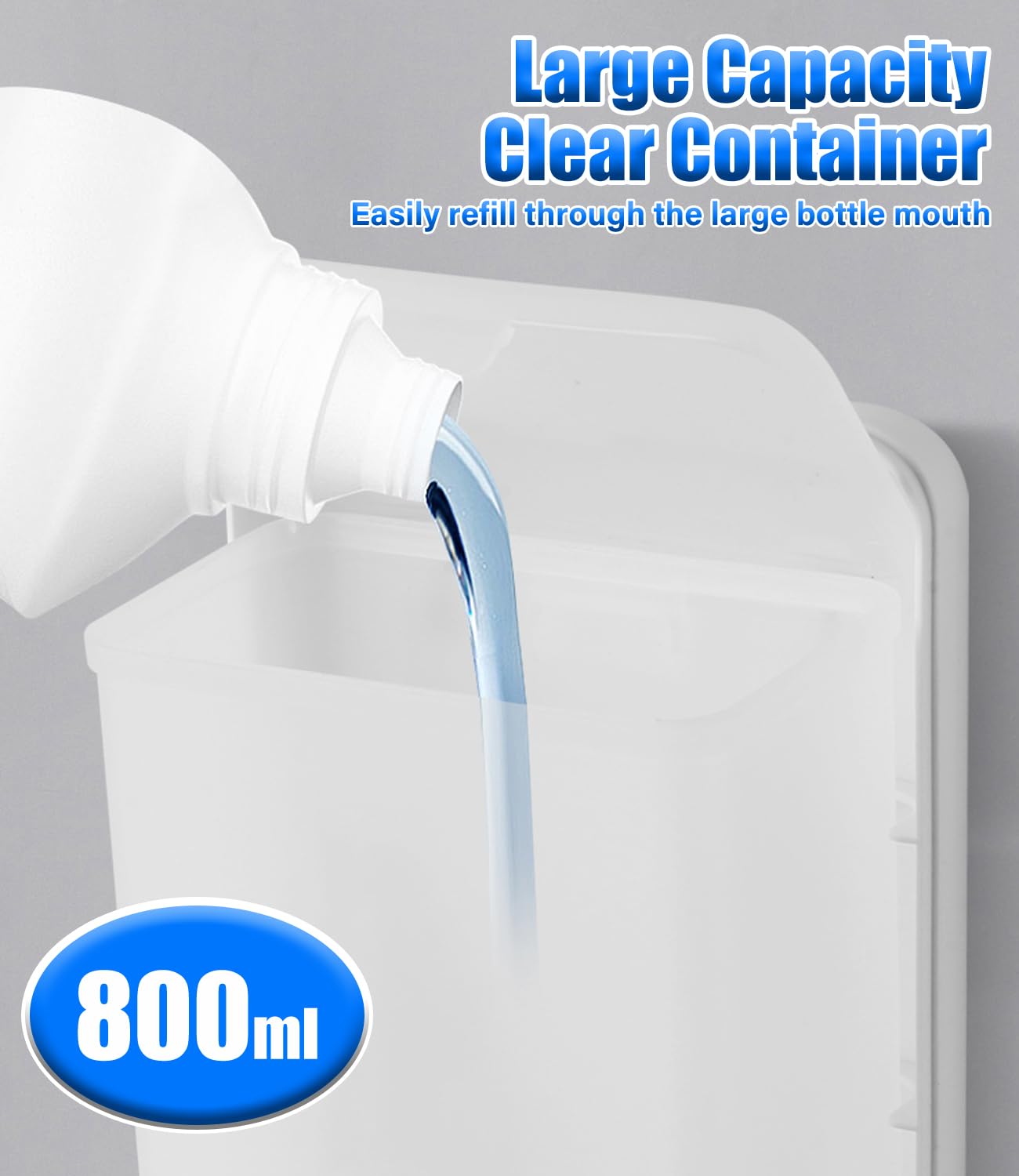 Dispenser Sapone Bagno, Dispenser Sapone Bagno a Muro Ideale per Bagni Commerciali, da Utilizzare con Disinfettanti e Saponi per le Mani, ABS Bianco 800ML Grande Capacità