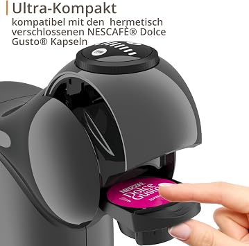 Nescafé Dolce Gusto Genio S by KRUPS Coffee Capsule Machine 15 Bar Ultra Compact High Pressure Over 30 Coffee Creations Selectable Drink Size Auto Shut-Off Anthracite KP243B