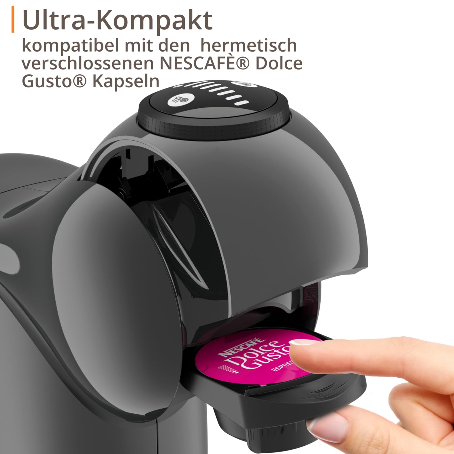 NESCAFÉ Dolce Gusto Genio S by KRUPS Kaffeekapselmaschine 15 Bar ultra-kompakt anthrazit KP243B