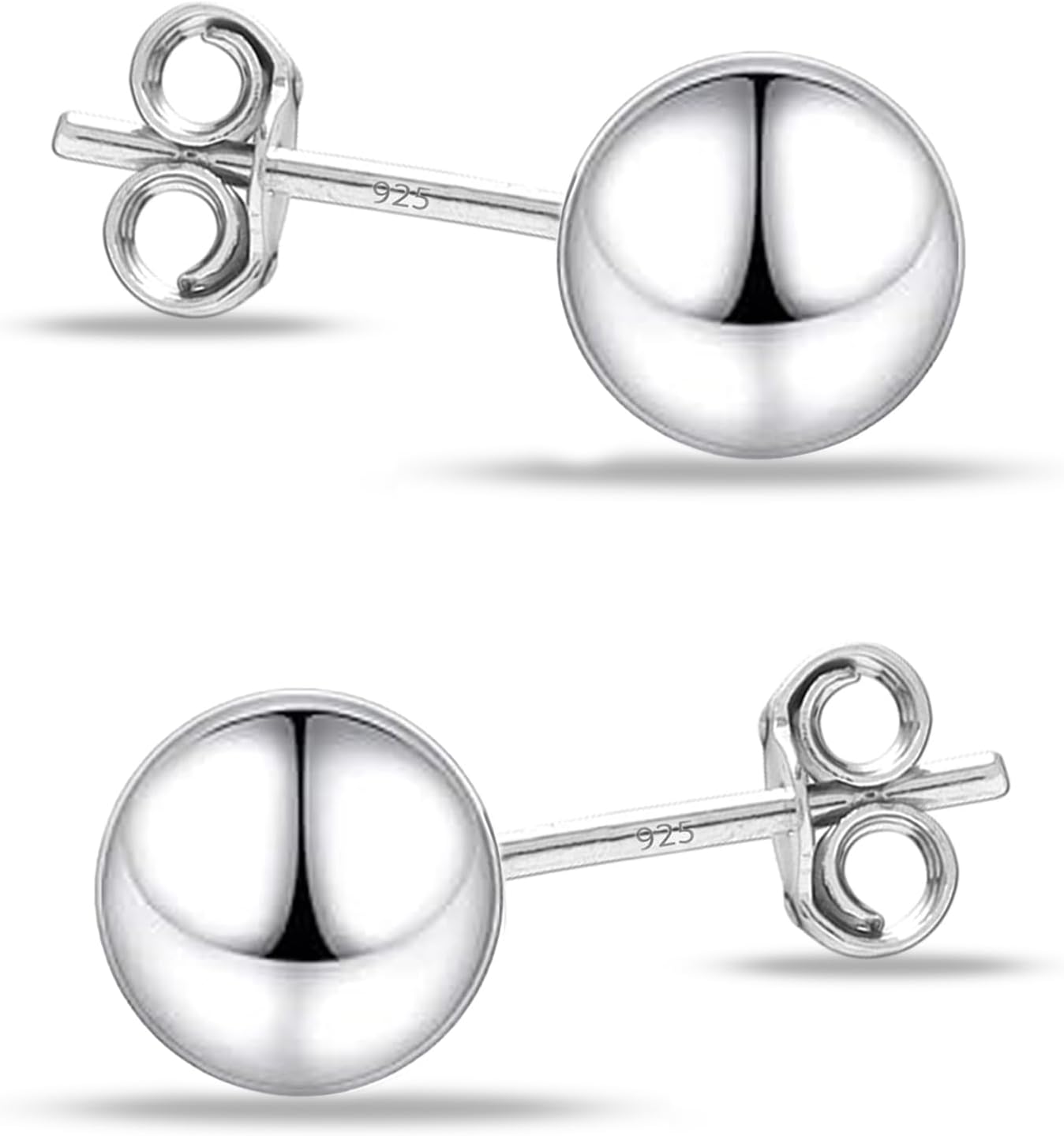 Charmsy 925 Sterling Silver Ball Post Stud Earrings for Women | Round Hammered Lightweight Disco Classic Ball Stud Earring for Women Teen | Sizes 3mm-11mm