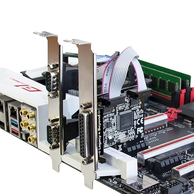 Image of BigPlayer PCI Express Serial & Parallel Port Card - 2 x DB9 RS232 COM Ports + 1 x DB25 LPT1 Parallel Port Adapter for Desktop PCs - High-Speed PCIe Interface Compatible with Windows 11 /10 /8 /7
