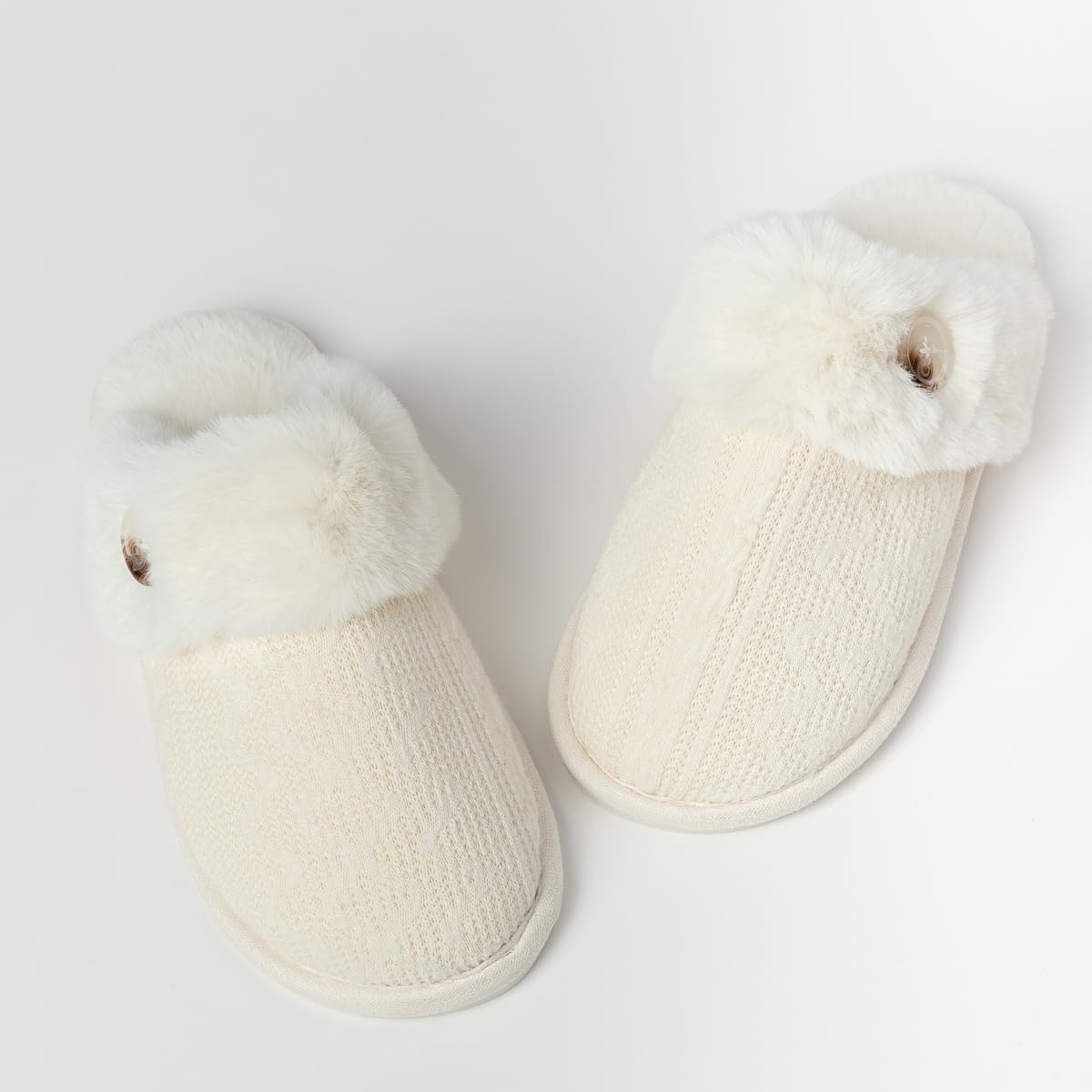 Ultra Soft Plush Women's Knit Slippers Warm Non-Slip Indoors And Outdoor House Shoes