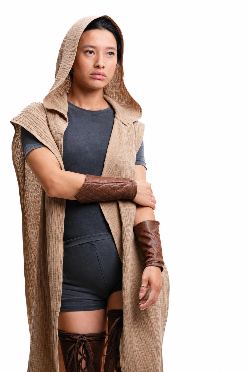 SIC HOODS Sand Warrior Cape Cloak Desert Wasteland Chani Costume Cosplay Burning Man Festival Shawl Wrap Scarf Post Apocalytic, Sand, One Size
