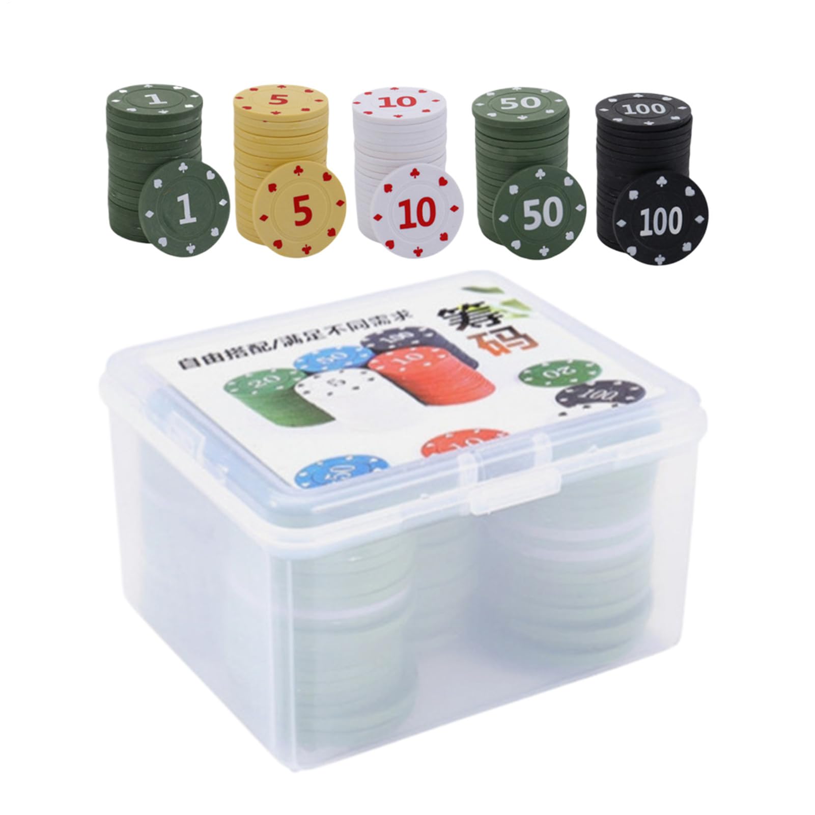 Chip da poker con denominazioni – Forniture numerate con custodia – | Display per fiches da poker | per la notte domestica, tornei, feste, vacanze, compleanni, uffici, stanze, riunioni di famigli