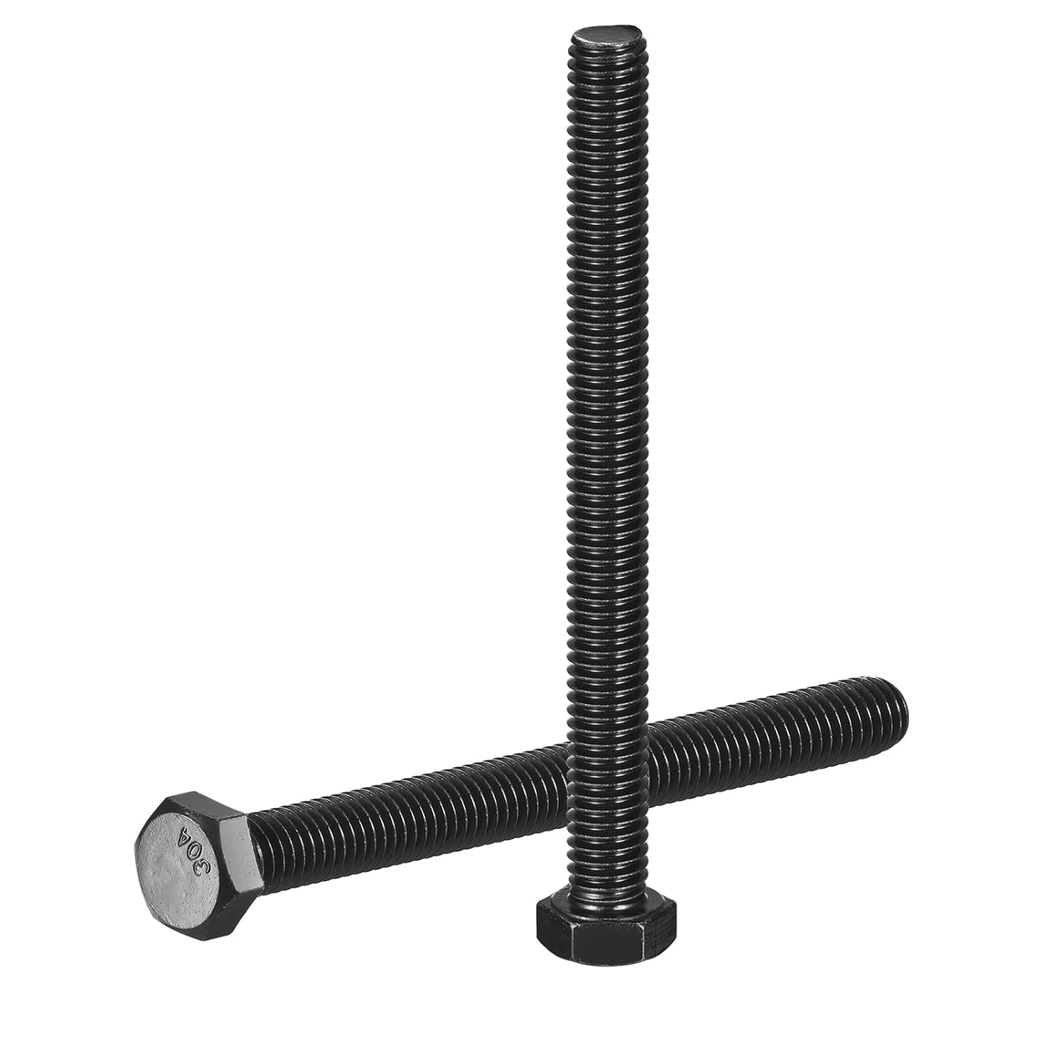 uxcell 20Pcs 3/8-16 x 4 Hex Head Bolts, 304 Stainless Steel Fully Threaded Hex Head Screw, Black Oxide Finish, Hex Bolts for Construction, Machinery Manufacturing, Black