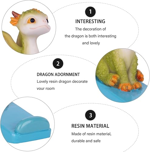Miniatura 3 de KEEPKAP Mini figura de dragón, decoración del hogar de resina, bonitos adornos, estatua de jardín de animales de la suerte para micro paisaje