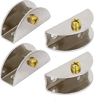 Aexit 4pcs Half Fall Protection Round Shaped Glass Clip Silver Tone for 8mm Safety Clips Thickness Glass