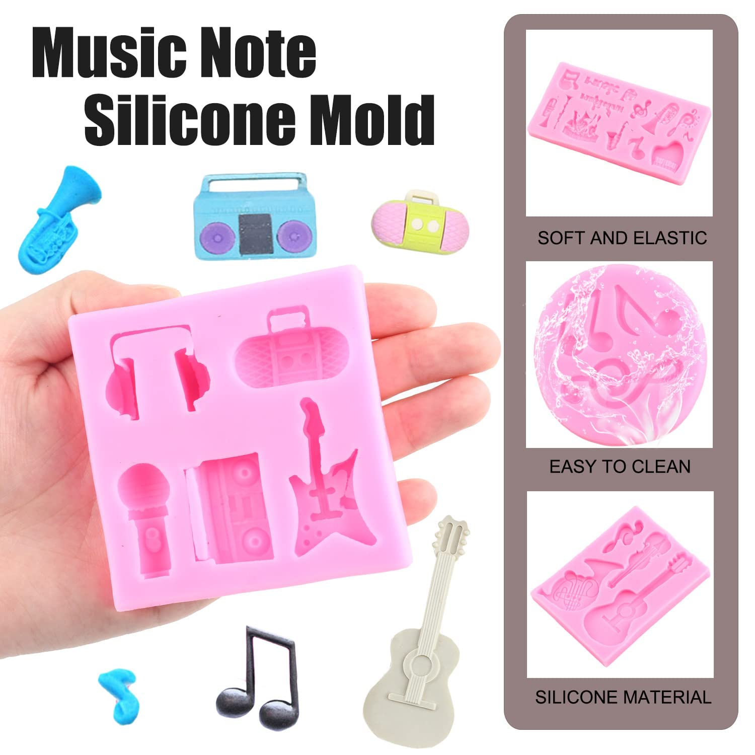 Snapklik.com : Music Note Fondant Molds Musical Instruments Silicone ...