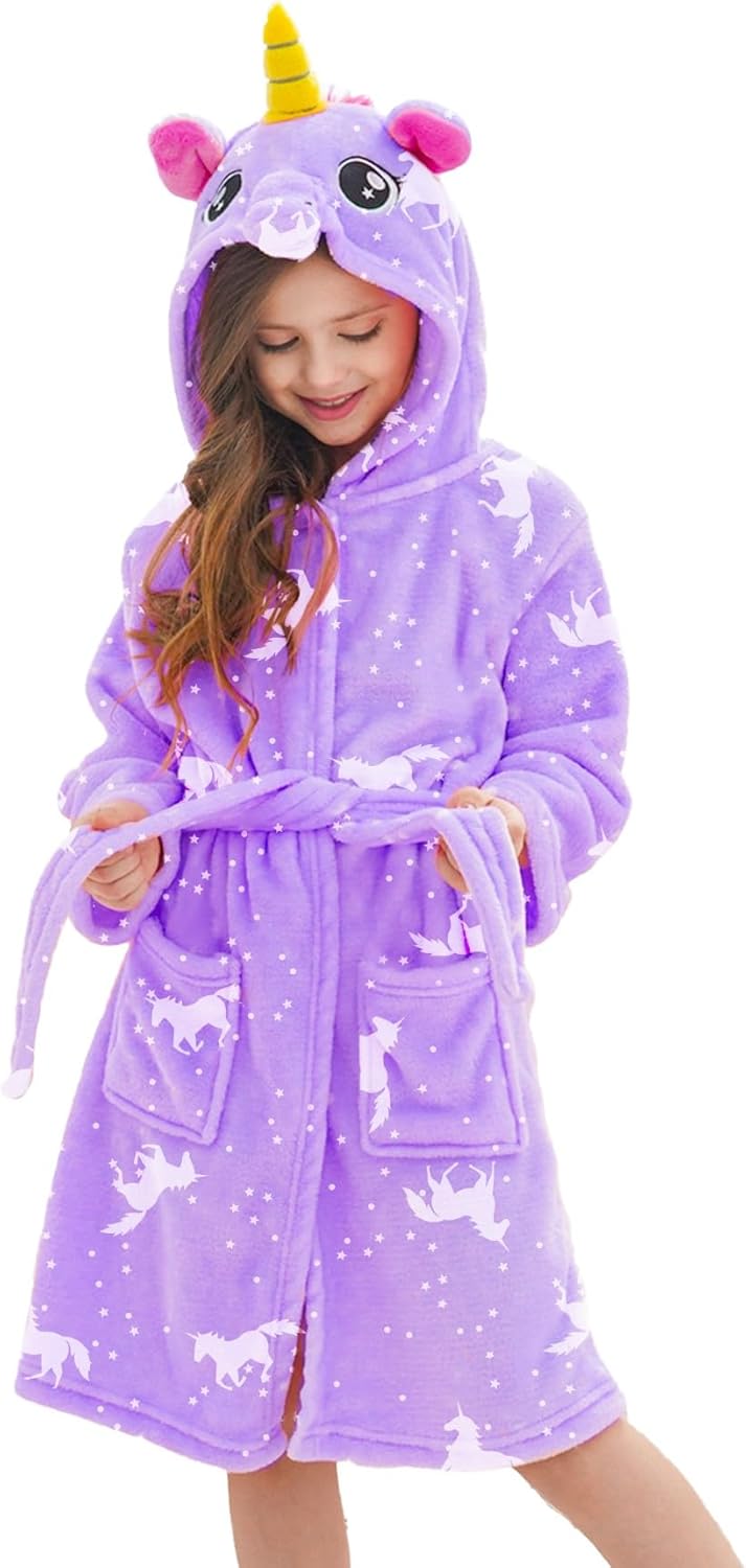 Doctor Unicorn Soft Unicorn Hooded Bathrobe Sleepwear - Unicorn Gifts for Girls