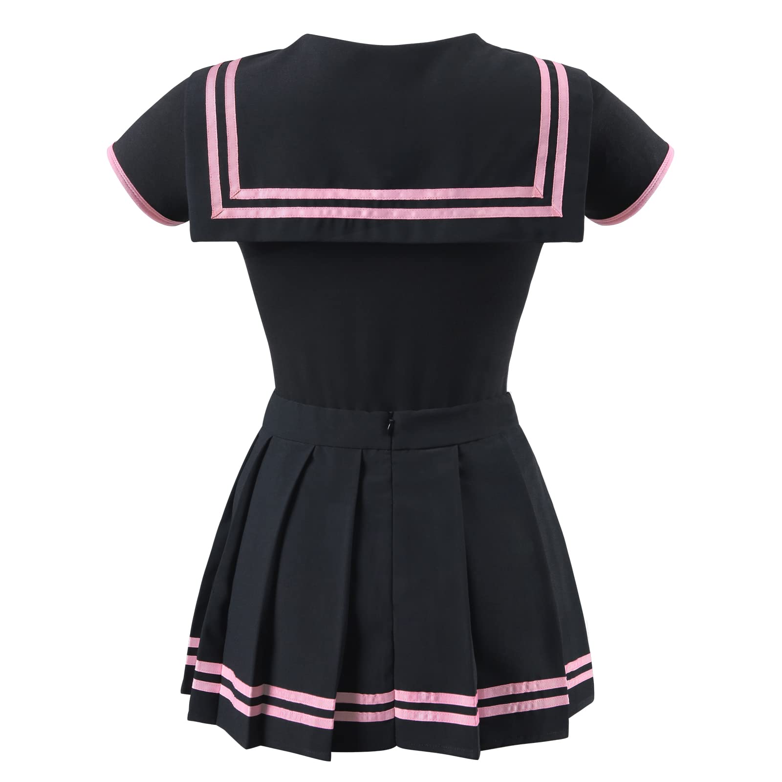 LittleForBig Bawełniany Romper Onesie Piżama Bodysuit - Klasyczny japoński komplet spódniczki dla dziewczynek pełna czerń XXXXL