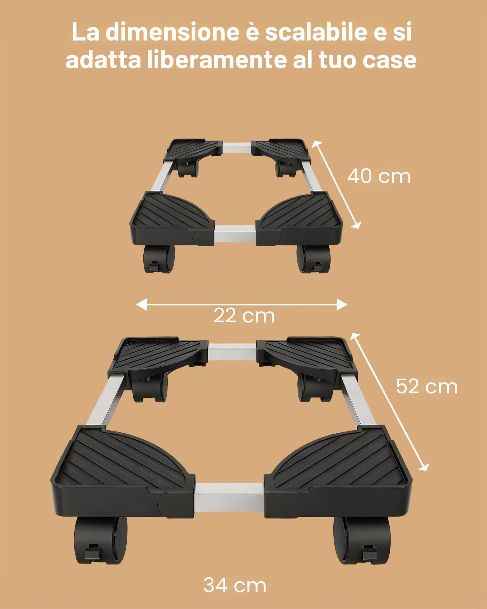 Supporto PC Case Fisso Con Ruote: Ventilato e Regolabile - CPU Mobile, Carrello Porta PC Sotto Scrivania (Nero)