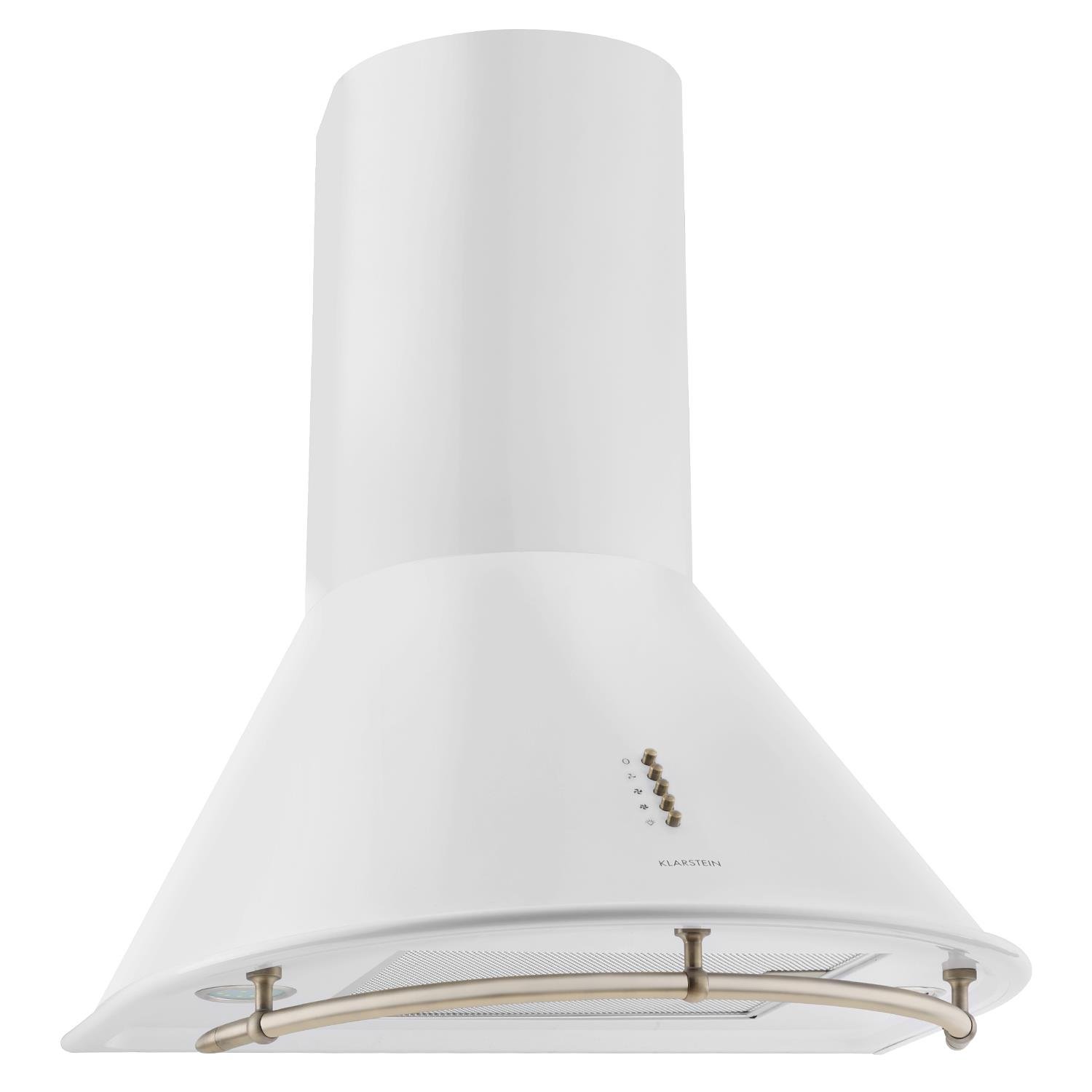 Klarstein Lumio Neo Campana extractora retro, 60cm, 610 m³/h, clase A, acero inoxidable, 3 niveles de potencia, atractivo diseño, filtro grasa apto para lavavajillas, Blanco