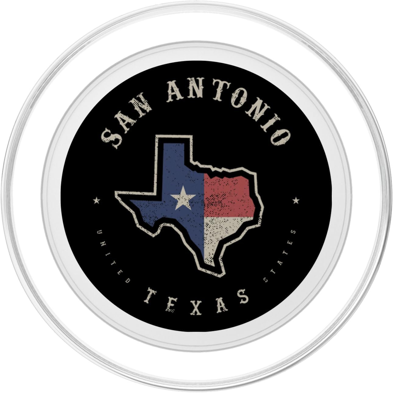 Vintage San Antonio Texas State Flag Map Souvenir Gift PopSockets Grip and Stand for Phones and Tablets PopSockets MagSafe PopGrip for iPhone
