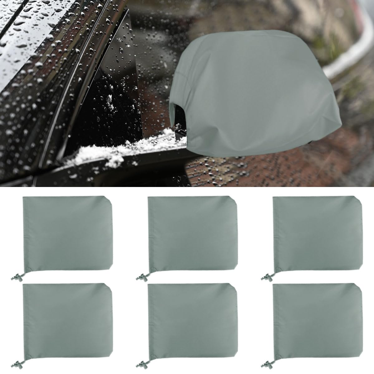 6PCS Car Side Mirror Snow Cover, Waterproof Auto Rearview Protection Cover, 210D Oxford Cloth Mirror Ice Guard, Winter Universal Car Mirror