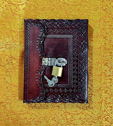 Image of Vintage Fashion Leather Diary For Men Genuine Antique Handmade Office Use Paper Notebook Journal With Craft Lock And Key Boy And Girl 7 X 5 Inch - 200