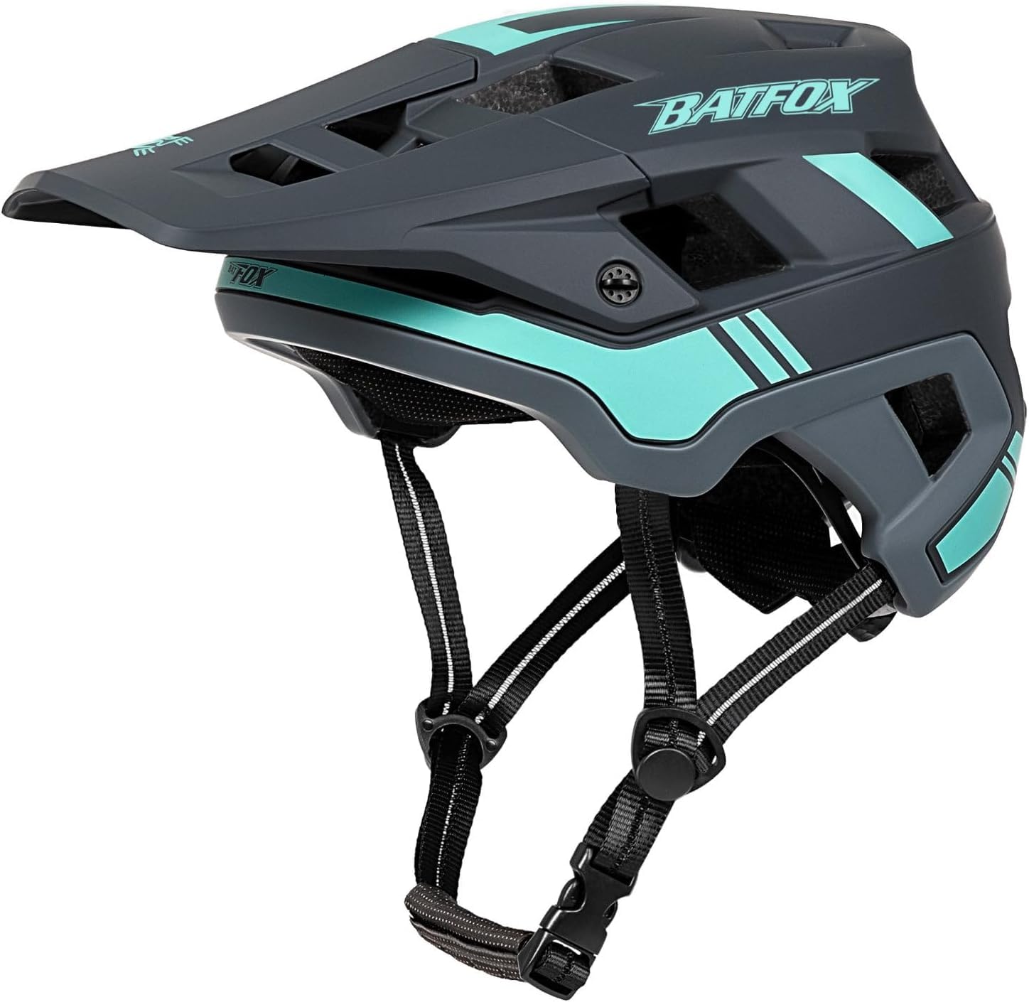 BATFOX Casque de vélo de montagne pour homme, femme, adulte, jeune, respirant avec visière, pour VTT, vélo de route, BMX, skateboard, patinage à roulettes, moto tout-terrain,