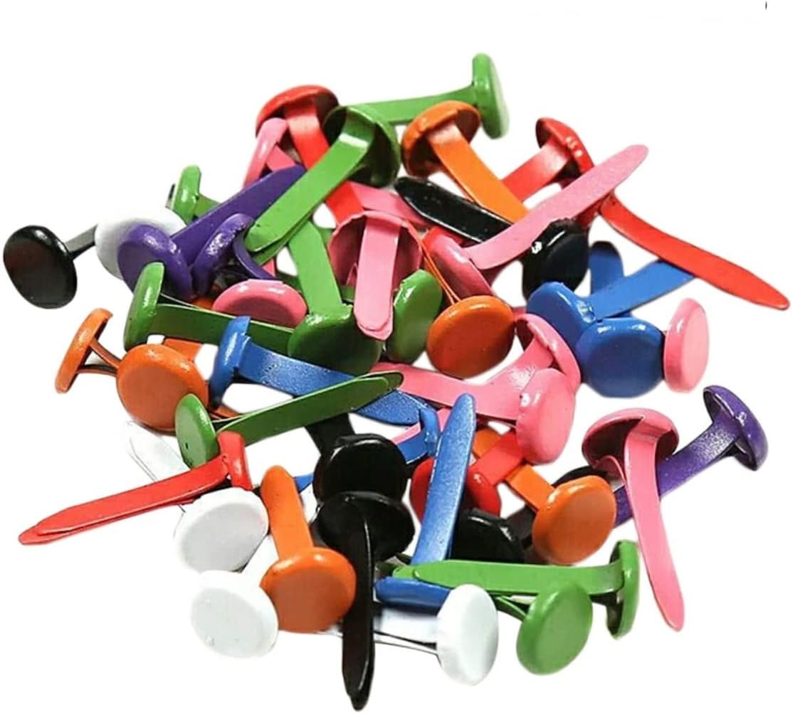 TOPPERFUN 150pcs Mini Colorful Brads for Boys and Girls DIY Crafts Round Design Handmade Fasteners for Scrapbooking and Handicrafts Random