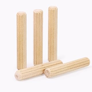 1/4" x 1-1/2" Wooden Dowel Pins, FoDau770 Fluted Wood Dowel Rods, Natural Beech Wood Dowel Pegs for Crafts, Woodworking, DIY Furniture - 100 Pieces