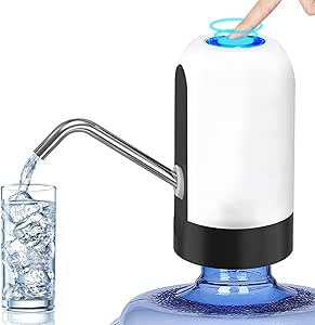 Water Dispenser, Wodgreat 5 Gallon Electric Drinking Water Pump, Portable Water Bottle Pump USB Charging for Home/Office/Picnic, One-click Control Water Dispenser Pump, Easy to Use-White