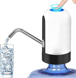 Water Dispenser, Wodgreat 5 Gallon Electric Drinking Water Pump, Portable Water Bottle Pump USB Charging for Home/Office/Picnic, One-Click Control Water Dispenser Pump, Easy to Use-White