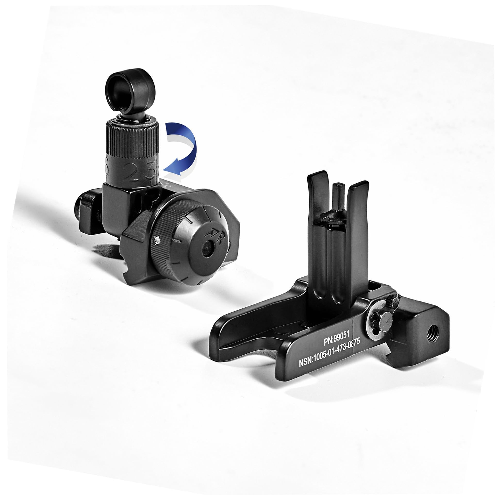 Fold Front and Rear Iron Sights Set?Flip Up Rapid Transition Backup Metal Sights?Left Right Adjustable Rotate?for 20mm Rail