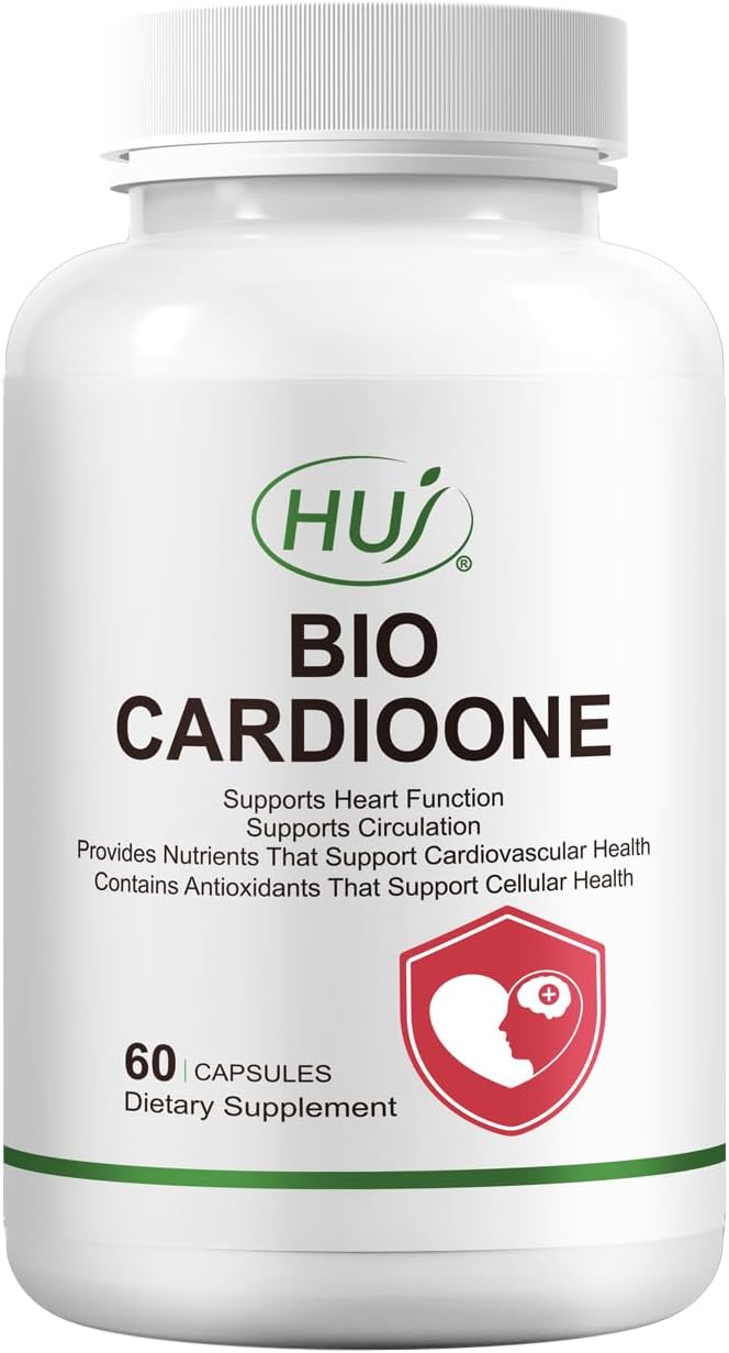 HUJ BIO CARDIOONE - 14 in 1 Formula with Nattokinase, L-Arginine, L-Citrulline & Black Garlic Extract - Vascular Health, Circulation and Blood Flow Support - 60 Capsules