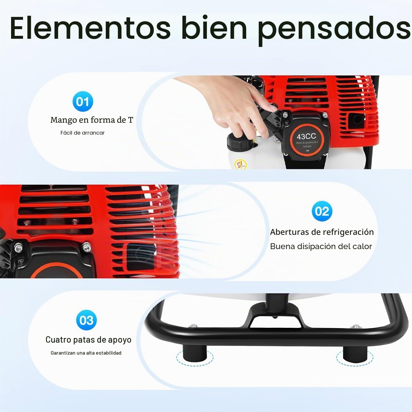 Bomba de agua de gasolina de 2 tiempos, 43 cm³, 135 l/min, 30 m, 1 pulgada
