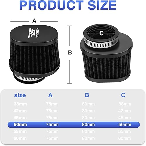 Miniatura 9 de 2 filtros de aire universales de repuesto para motocicleta, filtro de motor de 1.77 pulgadas, filtros de aire de alto rendimiento, para motocross,