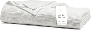 BOLL & BRANCH Dream Bed Blanket - King/Cal King, White - Luxury 100% Organic Cotton - Soft, Lightweight and Breathable - Cloud-Like Touch