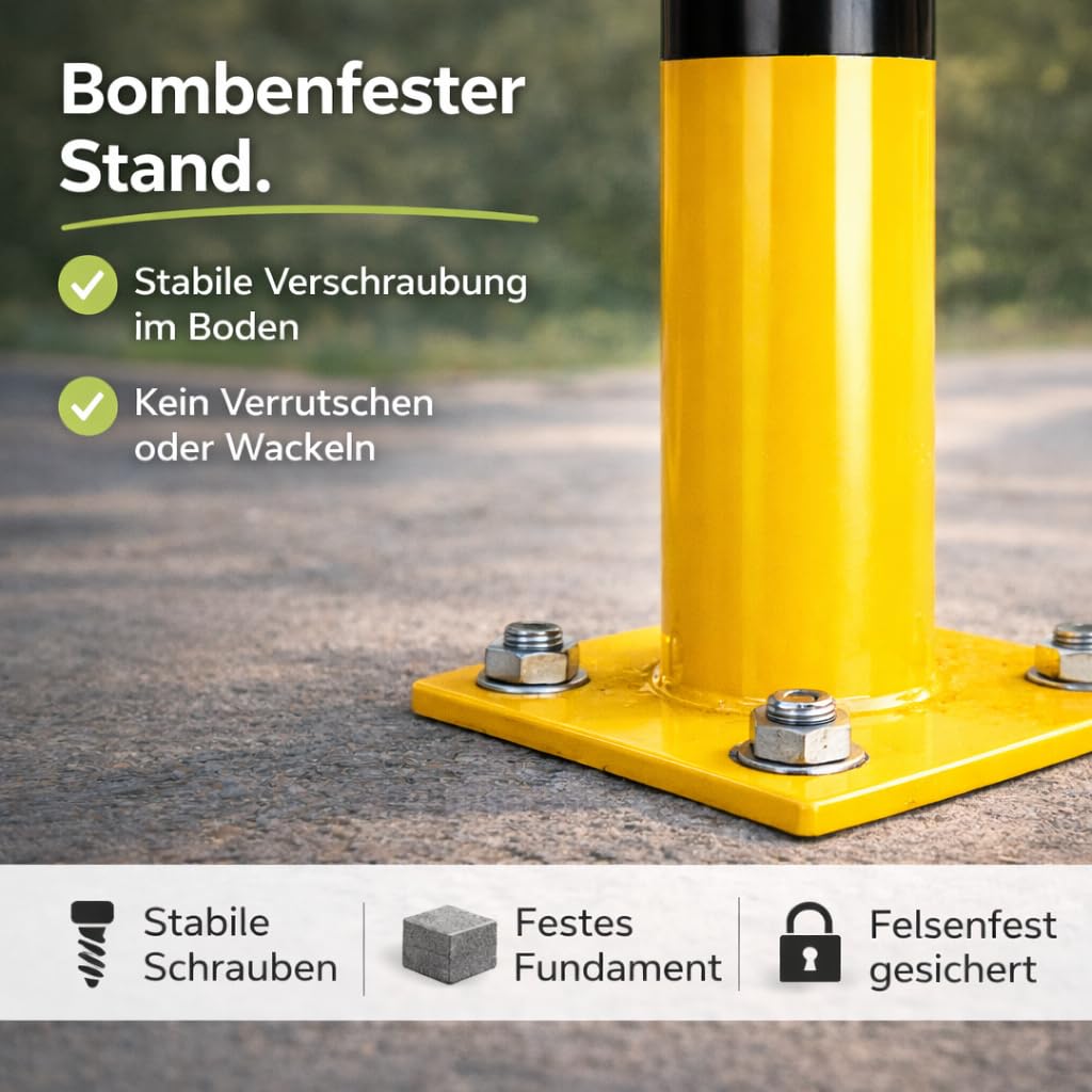 Lagerschutz - Rammschutzpfosten gelb ca. 110 cm - Rammschutzpoller, Absperrpfosten - Ø 60 mm Anfahrtschutz für Regal & Hochregale & Einfahrt & Hof & Garage