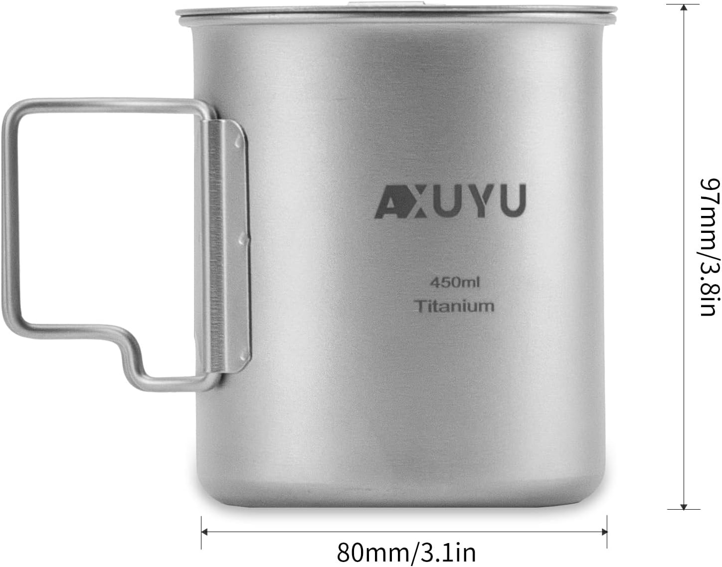 450ml Titanium Cup/Pot Camping Coffee Mug with Lid and Foldable Handle for Outdoor Camping Hiking Backpacking