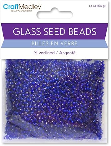 Glass Seed Beads, Silverlined, 60g, Capri Blue