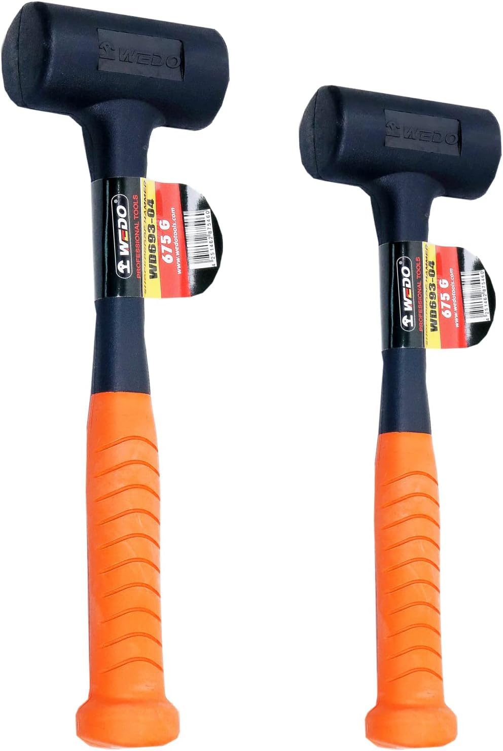 WEDO Rubber Mallet Hammer Set, 2 Pieces, Dead Blow Hammer, Fiberglass Handle, Shockproof Design