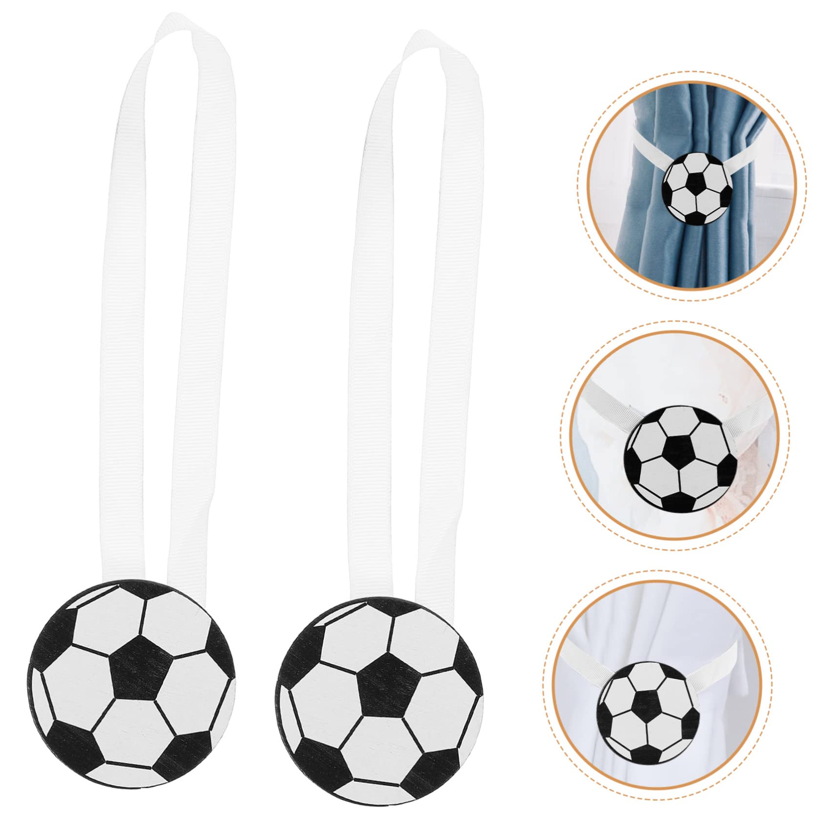 ABOOFAN 8 Pièces Boucle de Rideau de Dessin animé Clip de Boucle de Rideau Crochets de Rideau de Football Agrafe Salon aimants Fermoir de Rideau créatif Cordes de Rideaux de fenêtre Bois