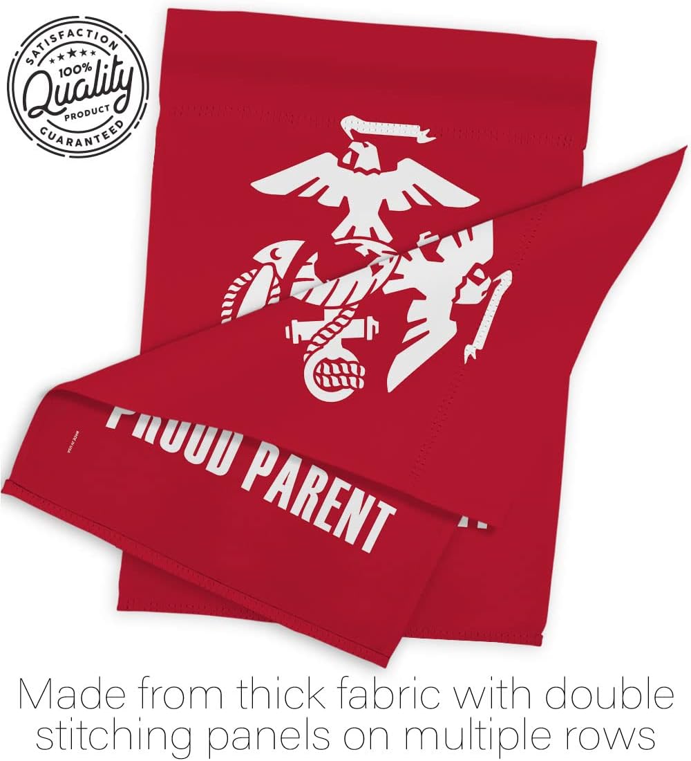Proud Marine Parent Garden Flag - Set with Stand Armed Forces Corps USMC Semper Fi United State American Military Veteran Retire Official - House Banner Small Yard Gift Double-Sided 13 X 18.5