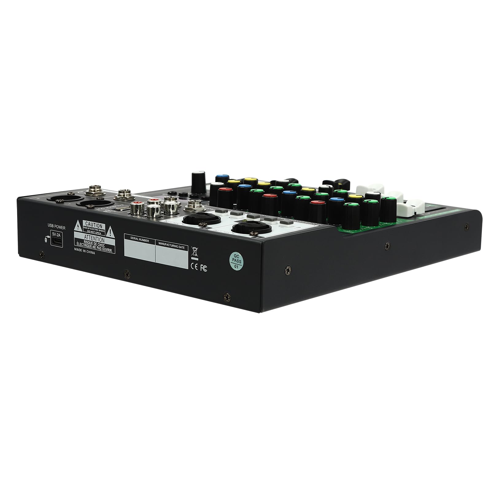 Mixer DJ a 4 canali, mixer audio professionale, mixer audio professionale, mixer audio portatile, mini audio mixer DJ controller audio mixer per streaming 4 canali