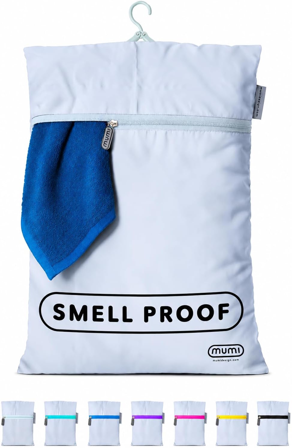 Smell-Proof Travel Laundry Bag with Folding Hanger, Grey