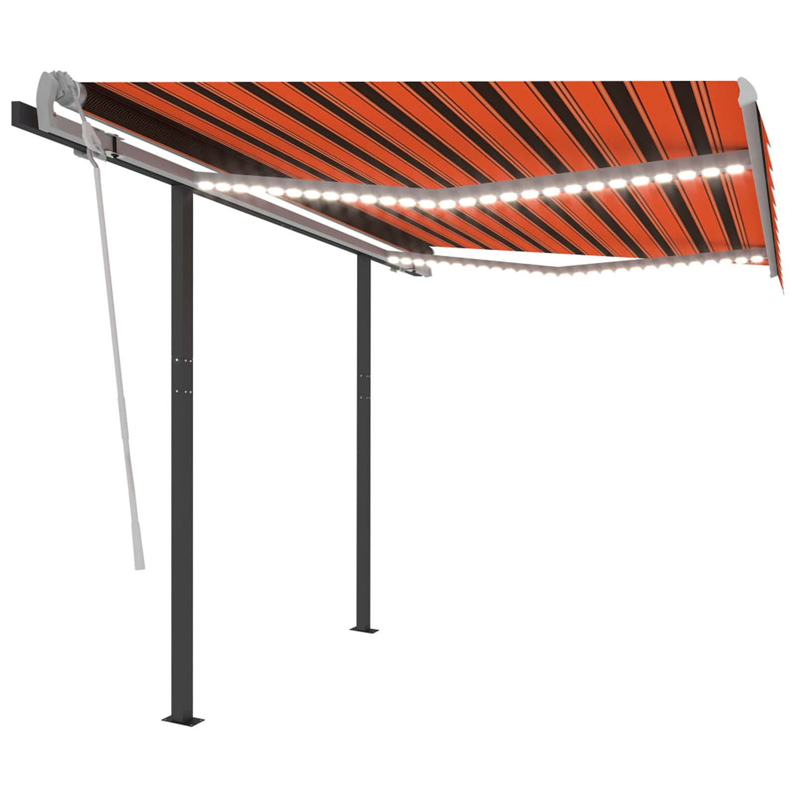 BaraSh Toldo Manual retráctil con LED toldo retractil Exterior toldo Lateral retráctil toldos para terraza toldos Exterior terraza Naranja y marrón 3x2,5 m