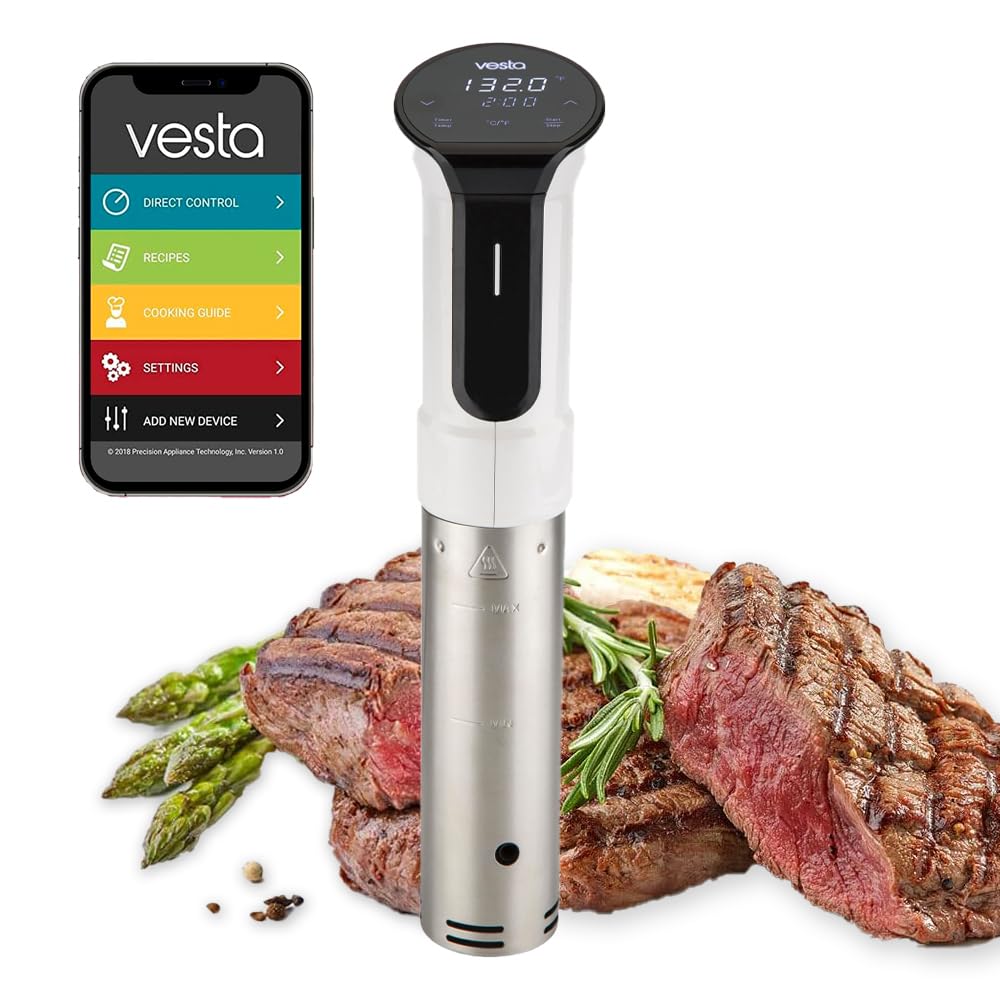 Vesta Precision Termocirculador Profesional para Cocinar a Baja Temperatura Imersa Expert SV320 | Incluye App de Control Wi-Fi y Temporizador | Máquina de Cocción al Vacío Color Blanco
