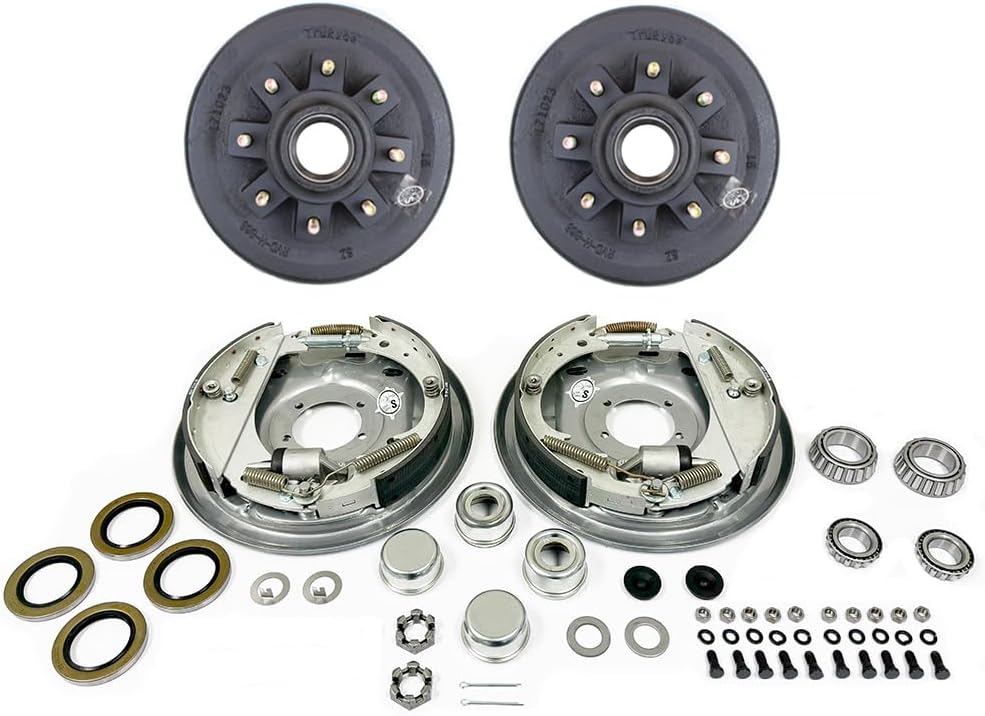 Southwest Wheel 7,000 lbs. 9/16" Studs Trailer Axle Hydraulic Brake Kit with 12" x 2" 8-6.5" Hub and Drums
