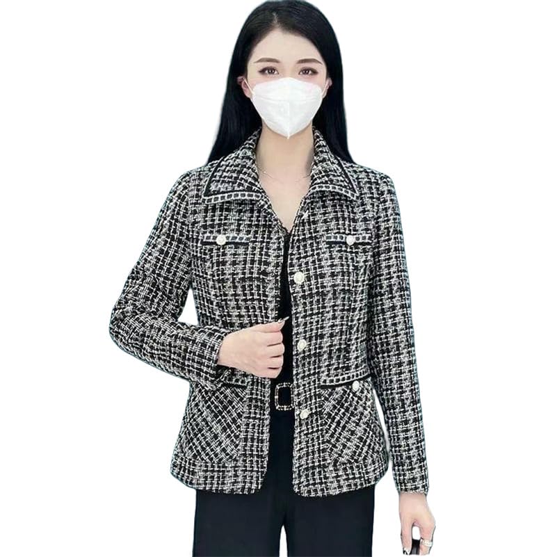Veste courte pour femme en jacquard fluide et ample pour le printemps et l'automne