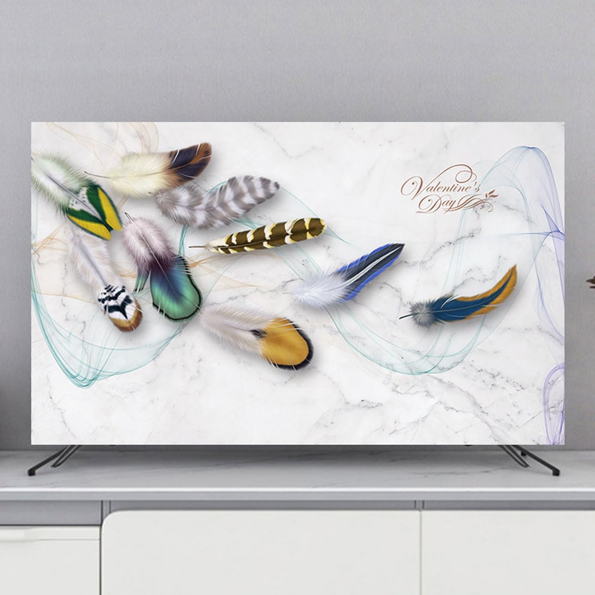 Kolorowa uniwersalna osłona telewizora Pyłoszczelna ekranu do LCD LED, wzór malowania Kryta sypialnia Dekoracja salonu Osłona przeciwpyłowa telewizorów, kolor: B)(B,58 60IN(140X85CM))