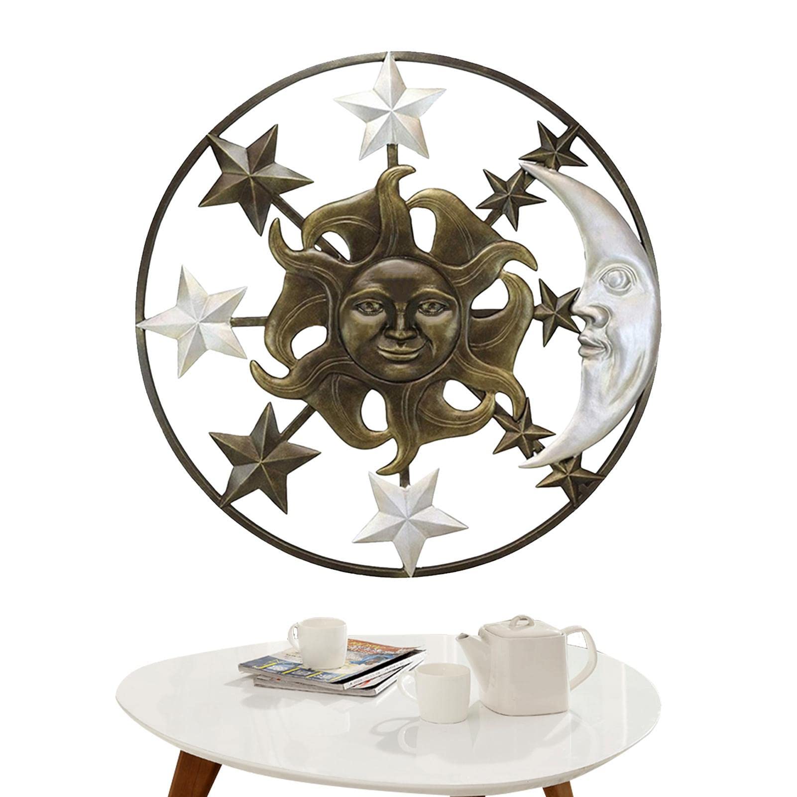 Metal Moon Sun Star Wall Decoration,Metal Sun Moon Stars Wall Hanging | Metal Wall Art Sun Moon Stars Celestial Indoor Outdoor Hanging For Garden Retro Plaques Home Decor